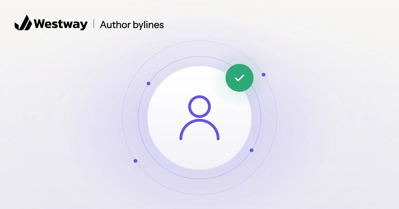 Illustration of author bylines, a single author icon with a green check badge for a real, verified writer