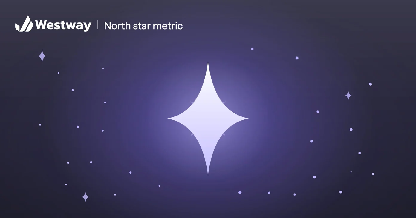 Illustration of a north star metric: one bright star at the center of a field of smaller stars