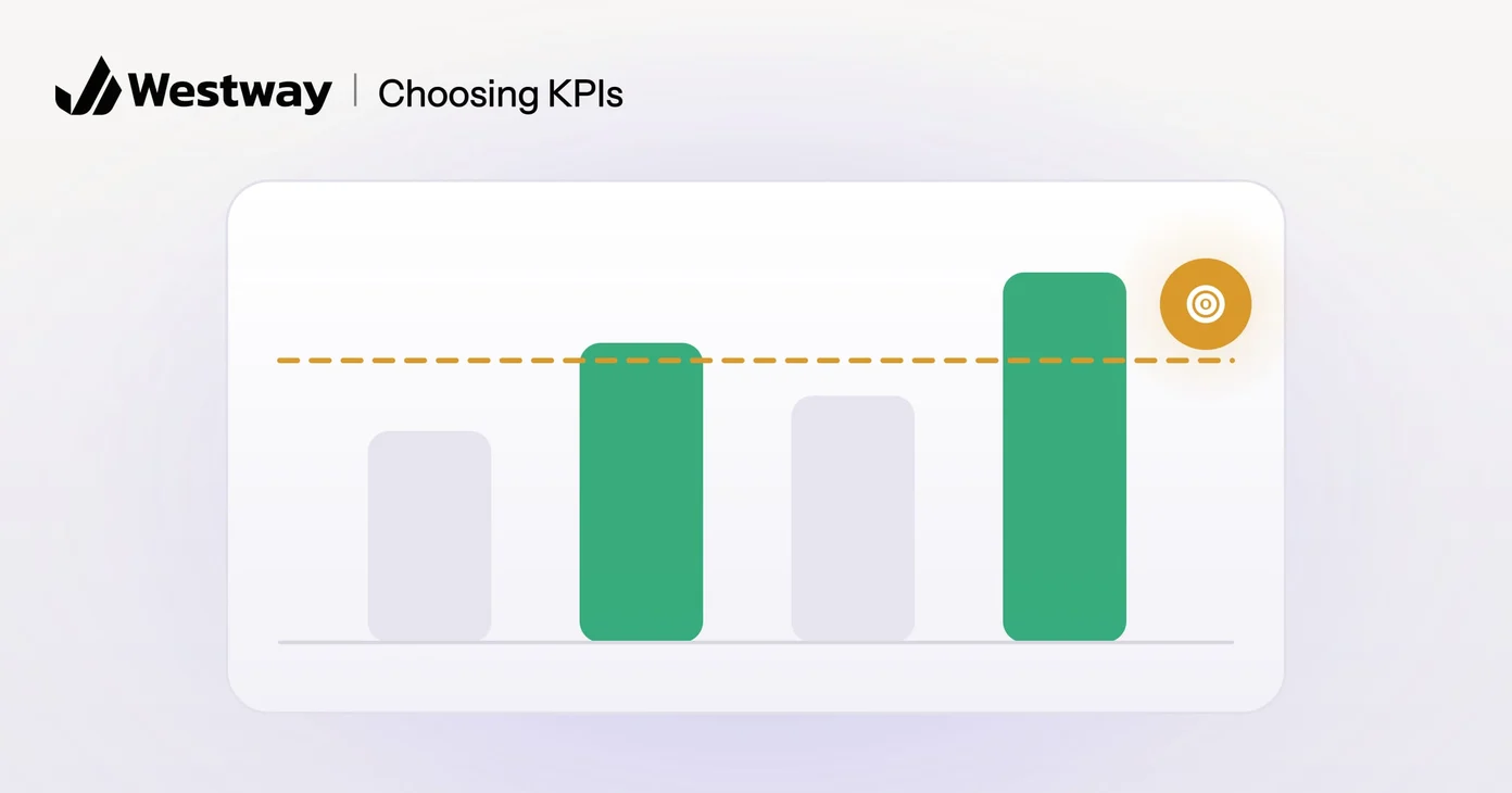 Illustration of choosing KPIs: bar chart columns measured against a target line