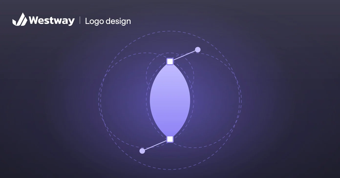 Illustration of logo design: a mark drawn on construction circles with anchor points