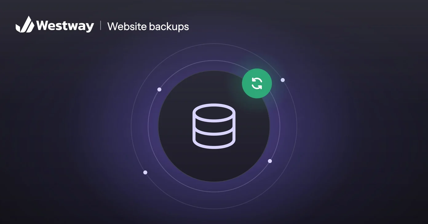 Illustration of a website backup: a database with a sync badge