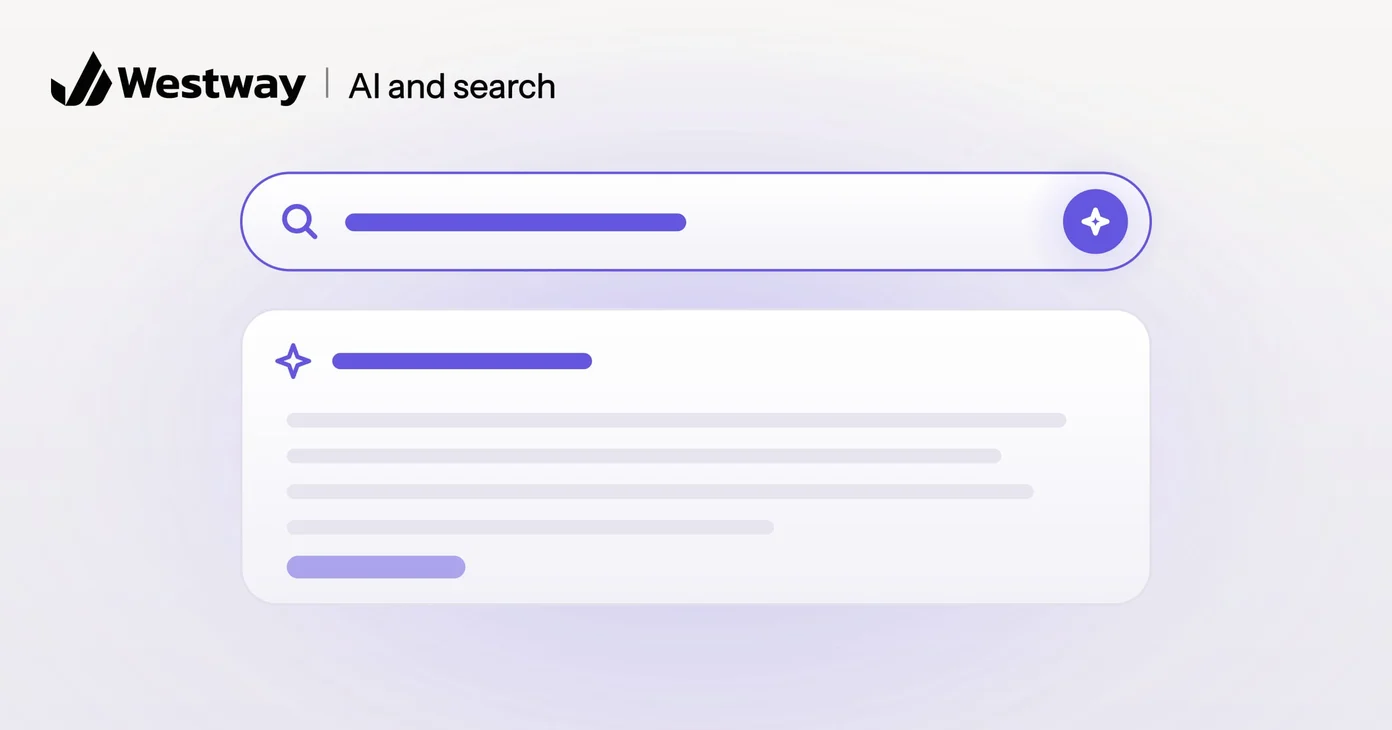 Illustration of AI and search: a search bar with an AI answer beneath it