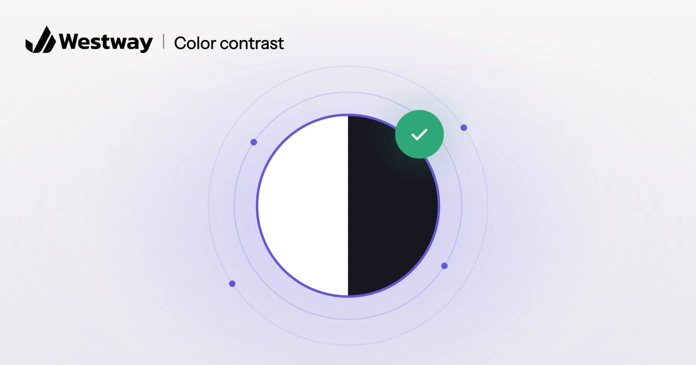 Illustration of color contrast: a circle half white and half black, checked