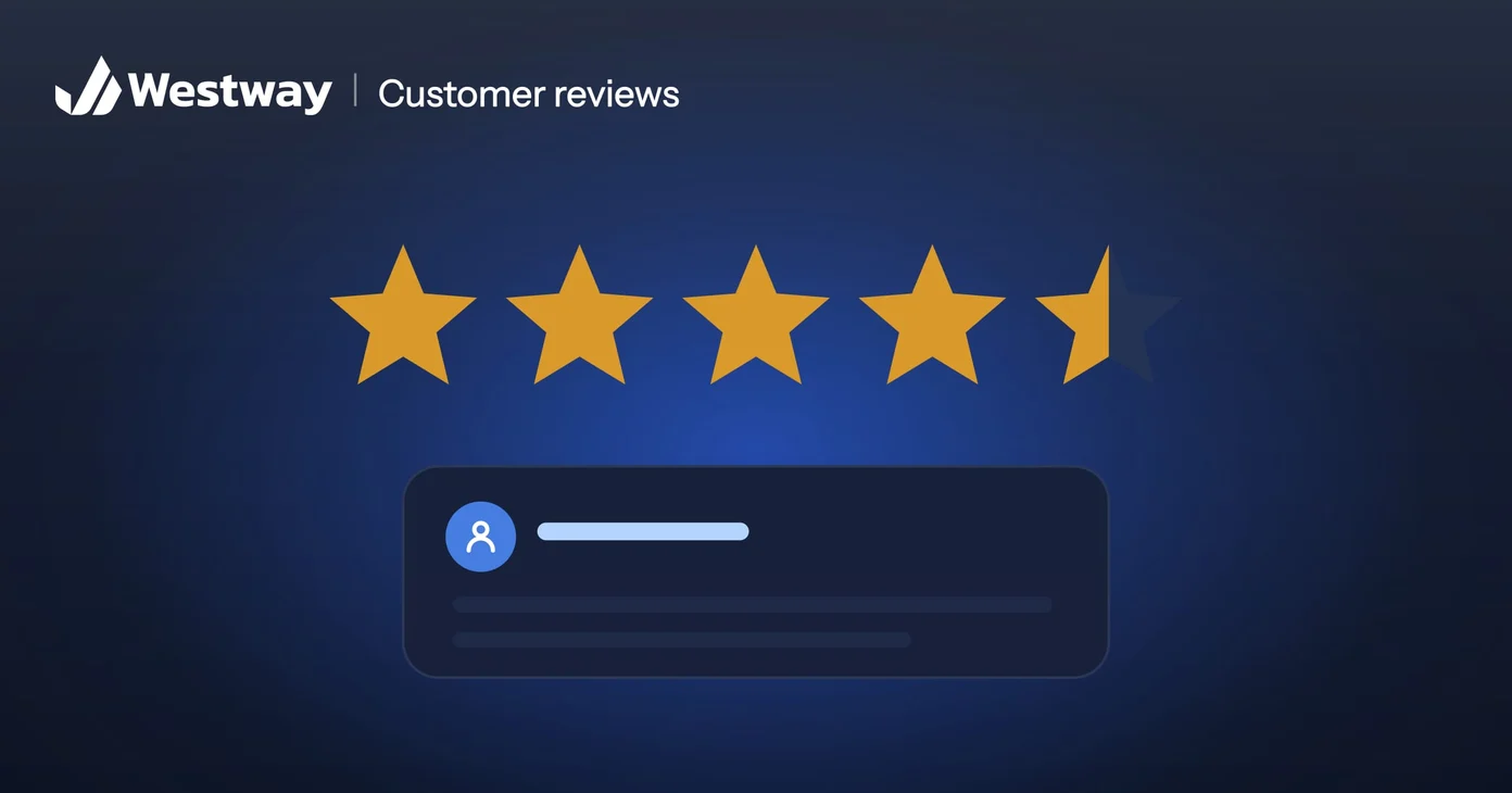 Illustration of customer reviews: a row of stars over a written review
