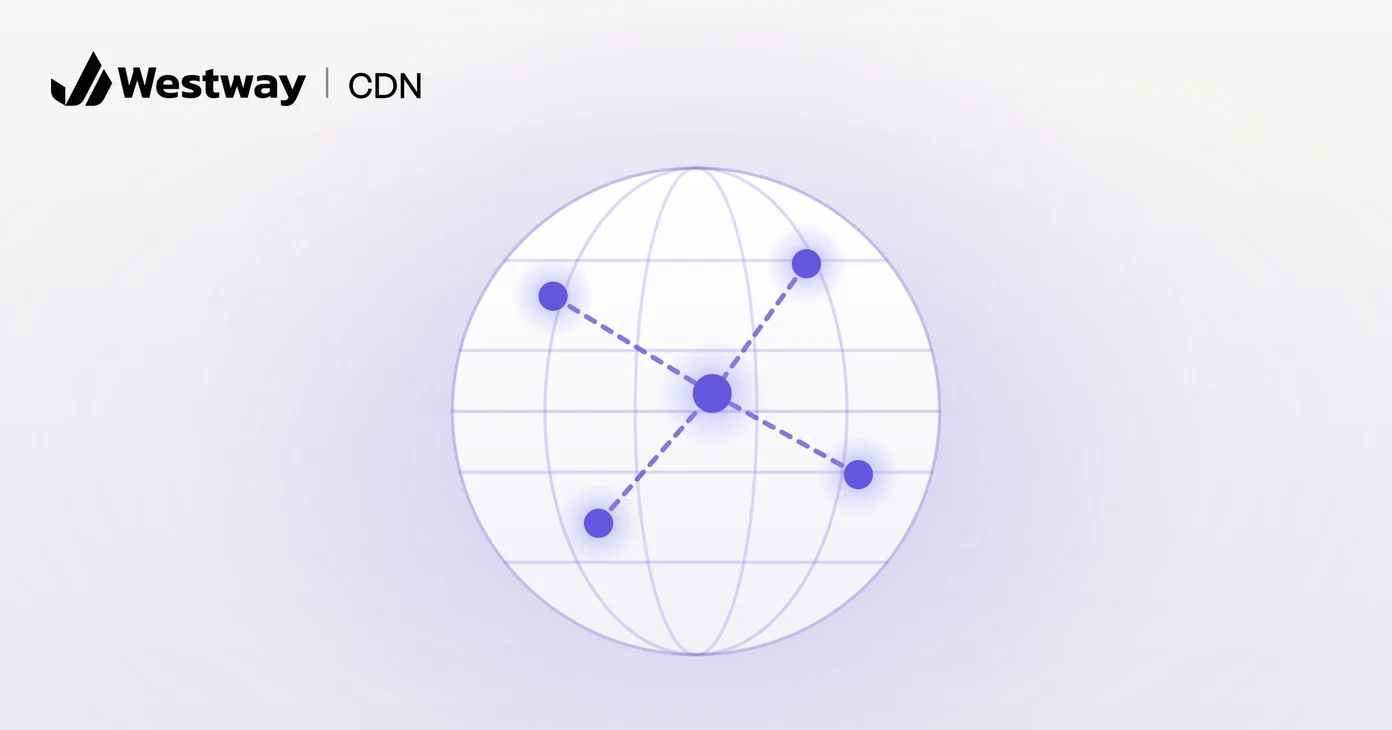 Illustration of a CDN: a globe with servers lit around it
