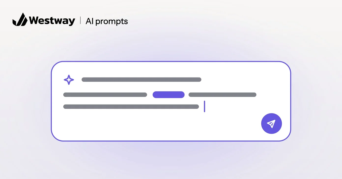Illustration of writing effective AI prompts: a prompt box with a variable highlighted