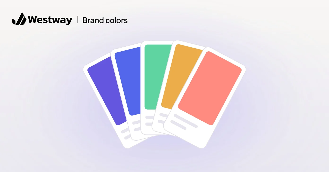 Illustration of a brand color palette: a fan of color swatches