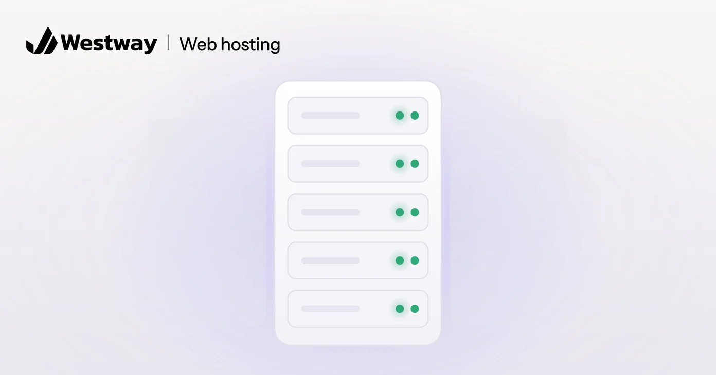 Illustration of a web hosting provider: a server rack with every light green