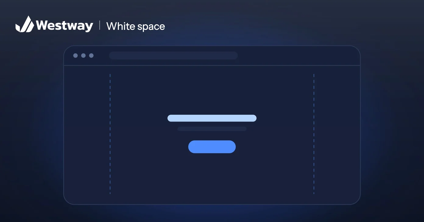 Illustration of white space in web design: a calm page with one small block in plenty of space
