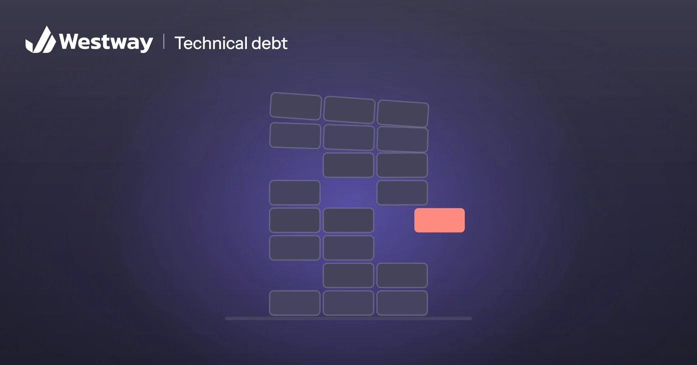 Illustration of technical debt: a block tower with gaps and a block sliding out