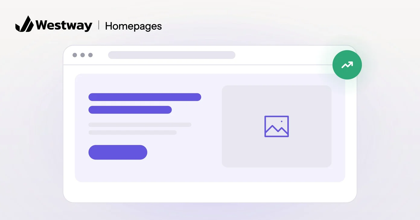 Illustration of a high-converting homepage: a hero with a heading, a button and an image