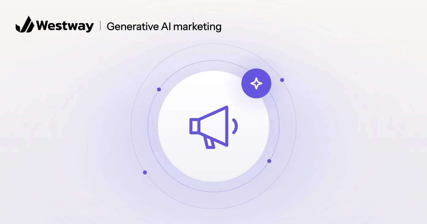 Illustration of generative AI for marketing: a megaphone with an AI sparkle