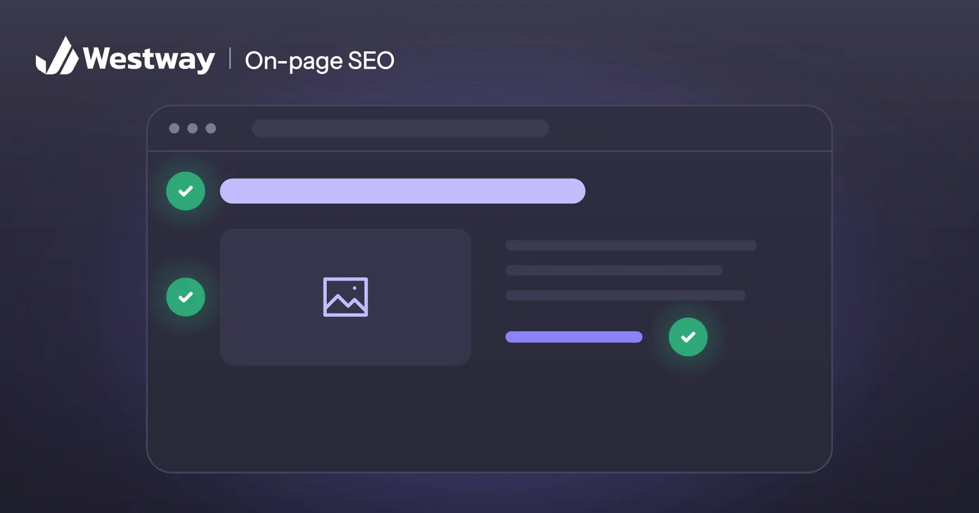 Illustration of on-page SEO: a page with its title, image and links checked