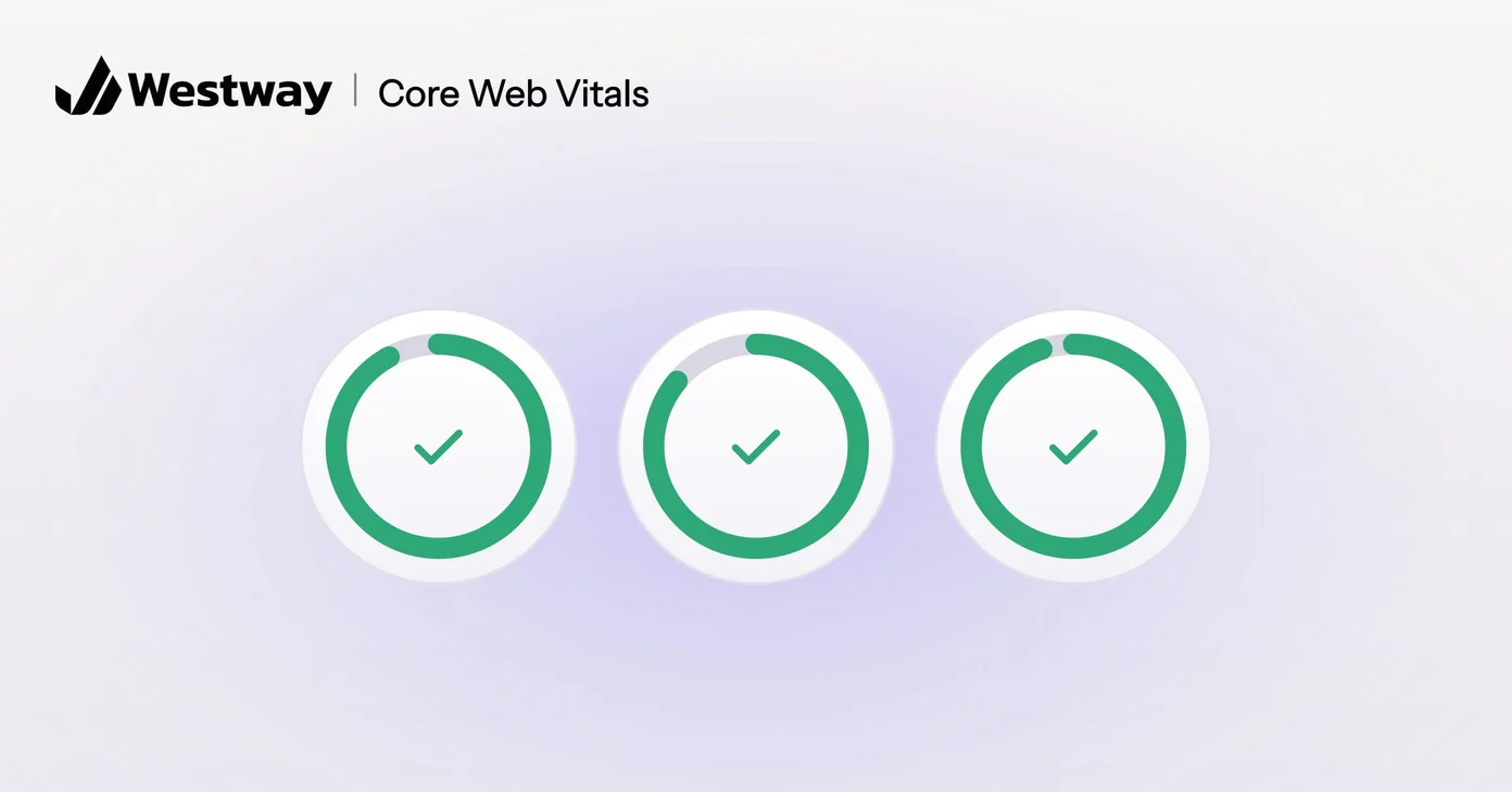 Illustration of Core Web Vitals: three score rings, all in the green