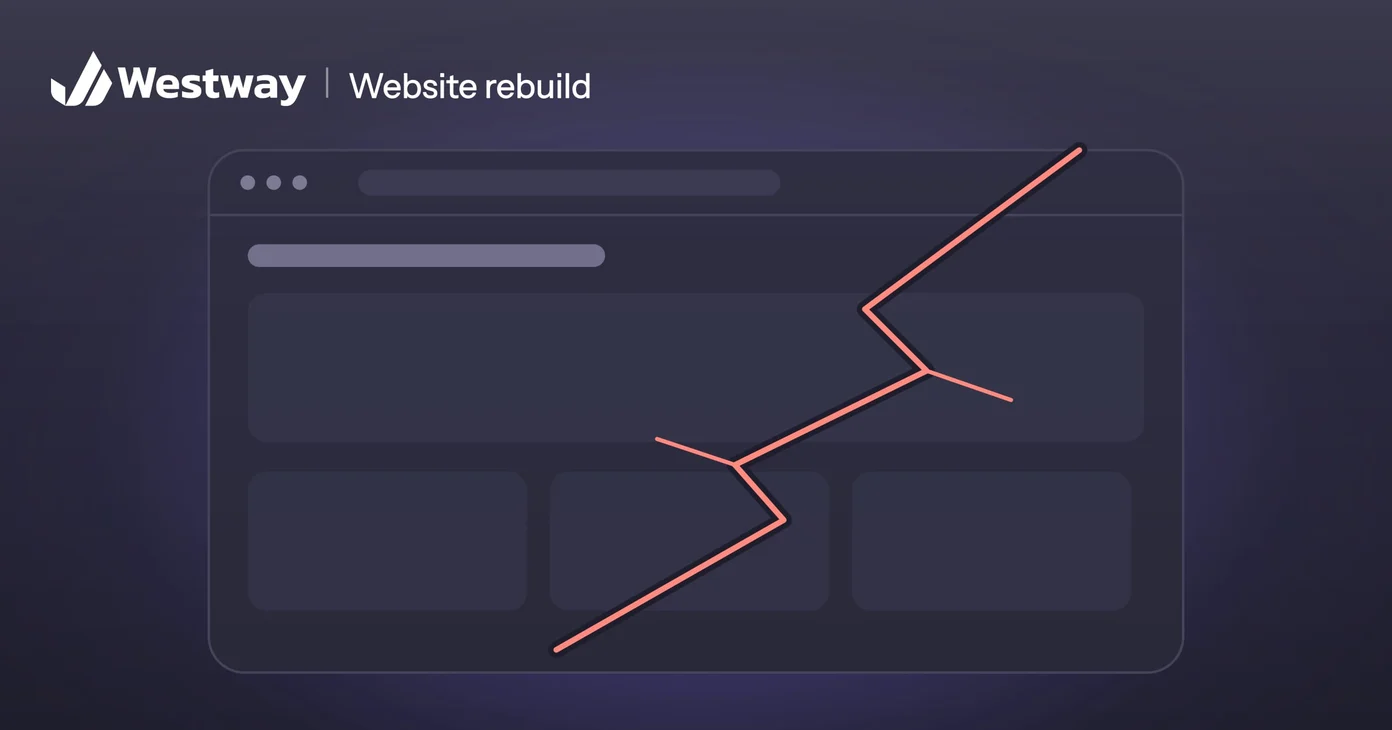 Illustration of signs a website needs a rebuild: a web page with a crack across it