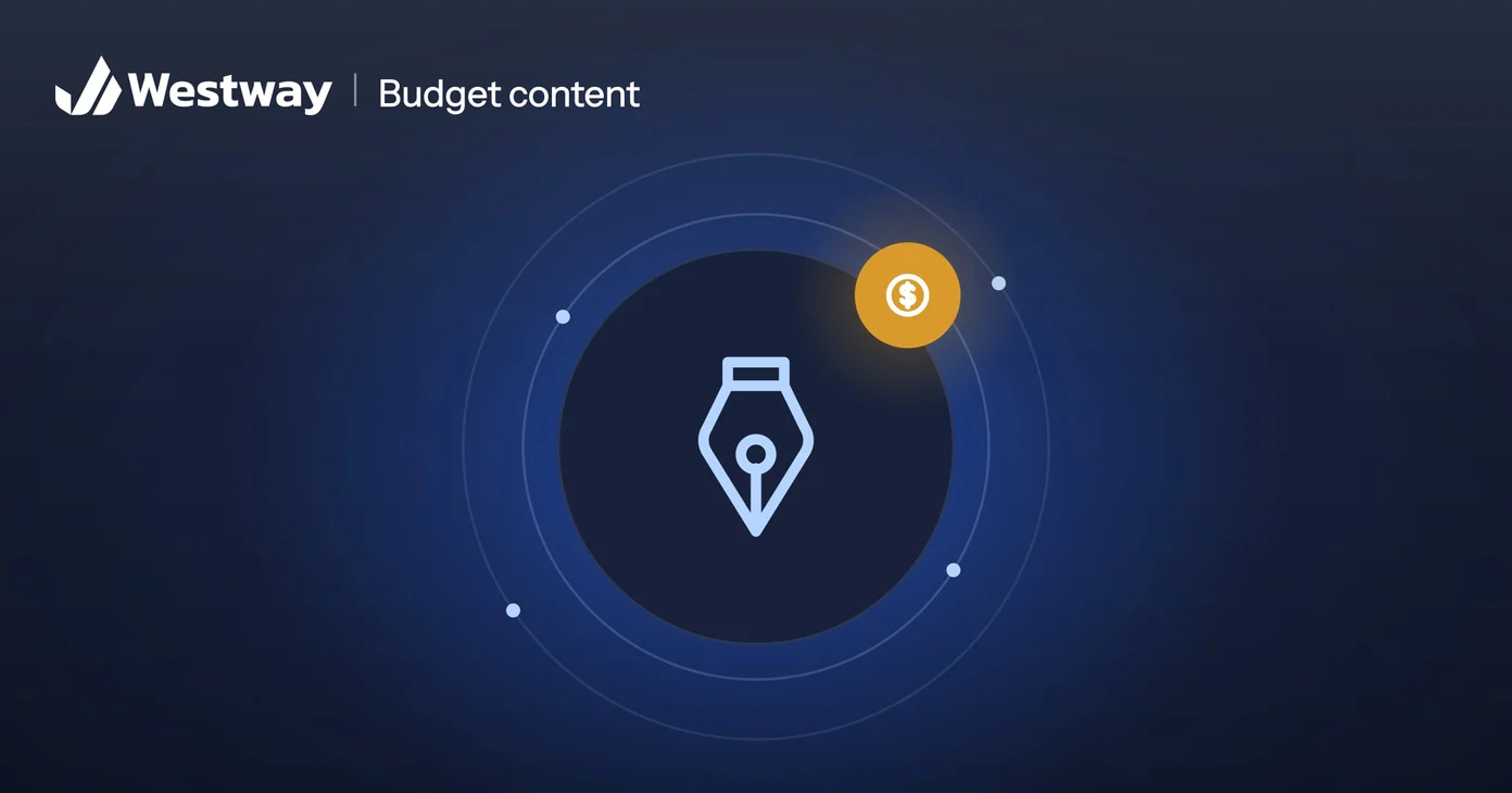 Illustration of content marketing on a small budget: a pen nib with a coin
