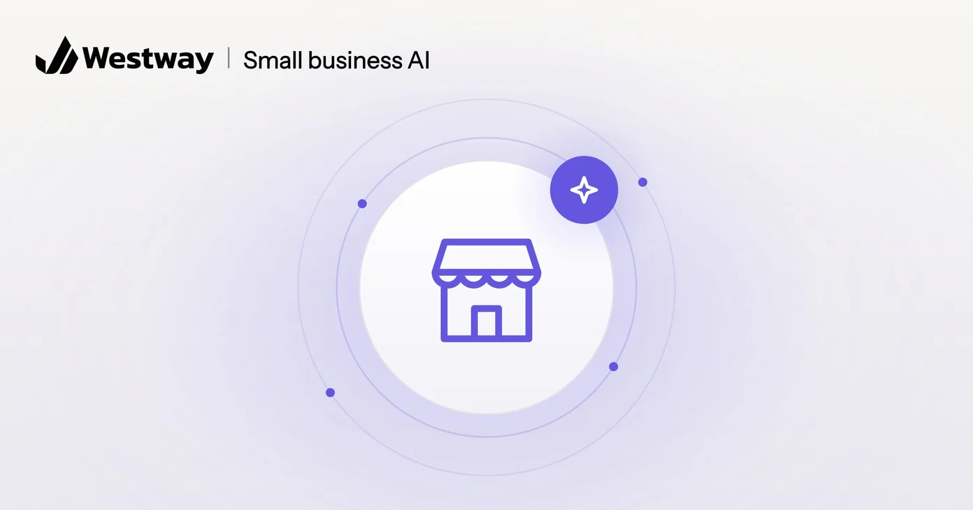 Illustration of AI for small business: a shopfront with an AI sparkle